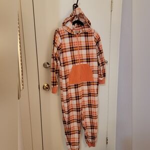 Pink Plaid Hooded Tucker & Tate Juniors One Piece Union Jack Pajamas Size XL